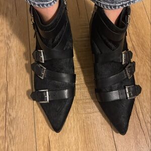 Ash Black Hair buckle Ankle Boots